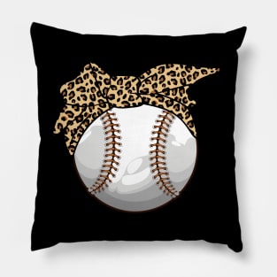 Leopard Softball Baseball Mom Leopard Tee Mother's Day Pillow