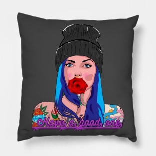 Girl with a rose Pillow