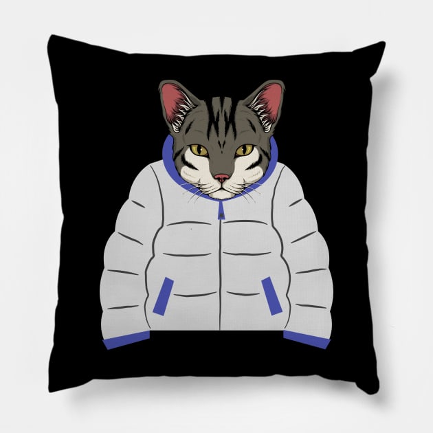 cool cat with a jacket Pillow by ibra4work