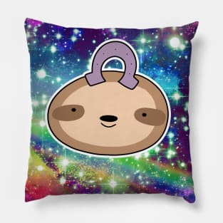 Horseshoe Sloth Face Rainbow Space Pillow