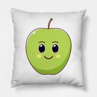 Cute Kawaii Green Apple, Cartoon Ripe Fruit Pillow