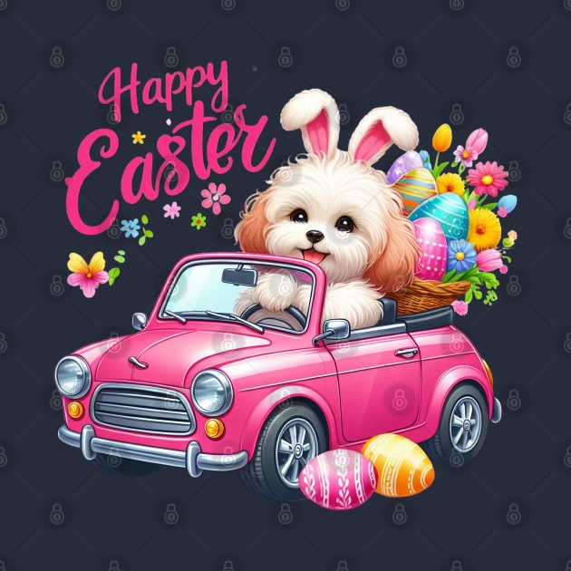 Maltipoo Easter Bunny by BukovskyART