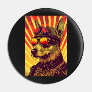 Psychedelic Dog wearing sunglasses Pin