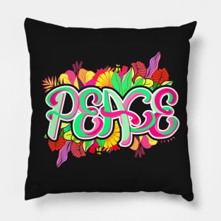 Flower peace quote colourful cute Pillow