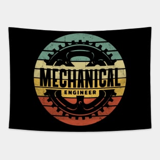 Distressed Retro Background Mechanical Engineer Cogs Tapestry