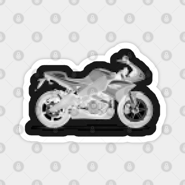 8bit Black and white Motorcycle Magnet by AdiDsgn