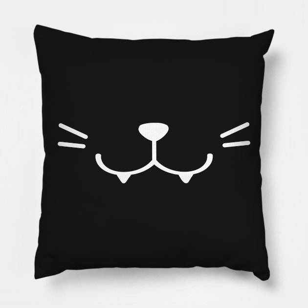 Smiley Kitty Pink and White Pillow by GenieKali