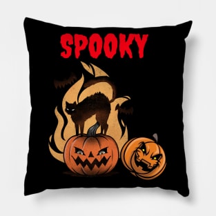 Spooky pumpkin scene halloween Pillow