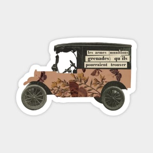 Old Vintage Car with butterflies motif Magnet