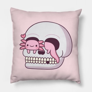 Cute Axolotl In Skull Pillow