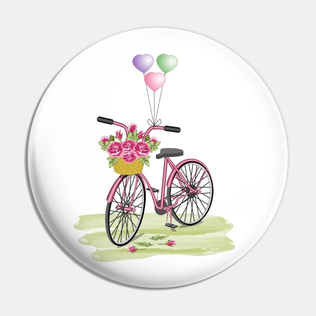 Floral Bicycle Pin by Designoholic