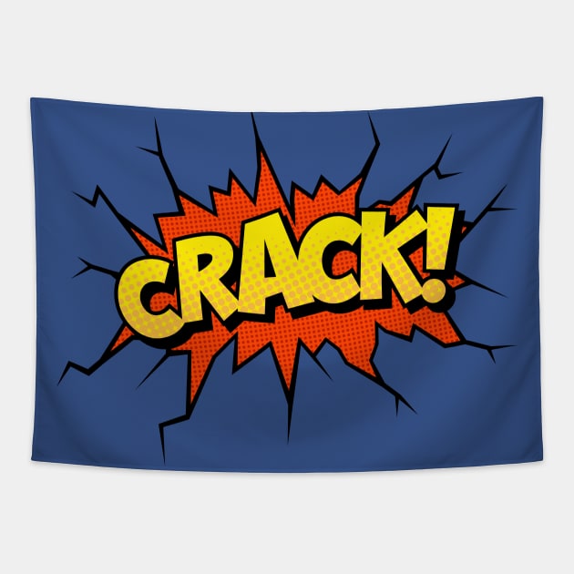 Crack! Comic Book Text Tapestry by JunkyDotCom