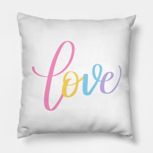 Love Modern Calligraphy HandLettering in Rainbow Colors Pillow