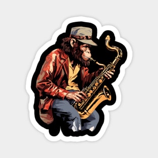 Monkey Playing Saxophone Magnet