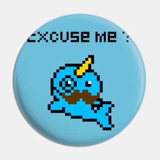 Narwhal mustache pixel art Pin