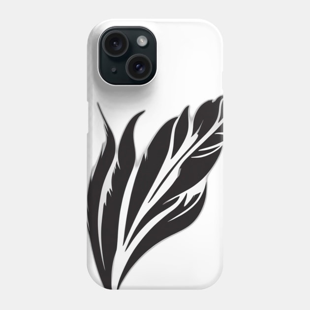 Elegant White Feather on Black Background No. 449 Phone Case by cornelliusy