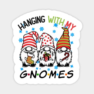 Funny Christmas Gnome Hanging With My Gnomies Family Pajamas Magnet