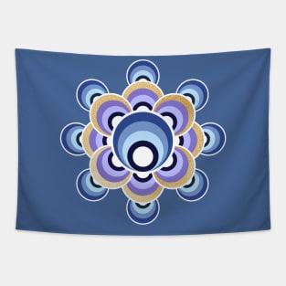 Classic blue retro flower Tapestry