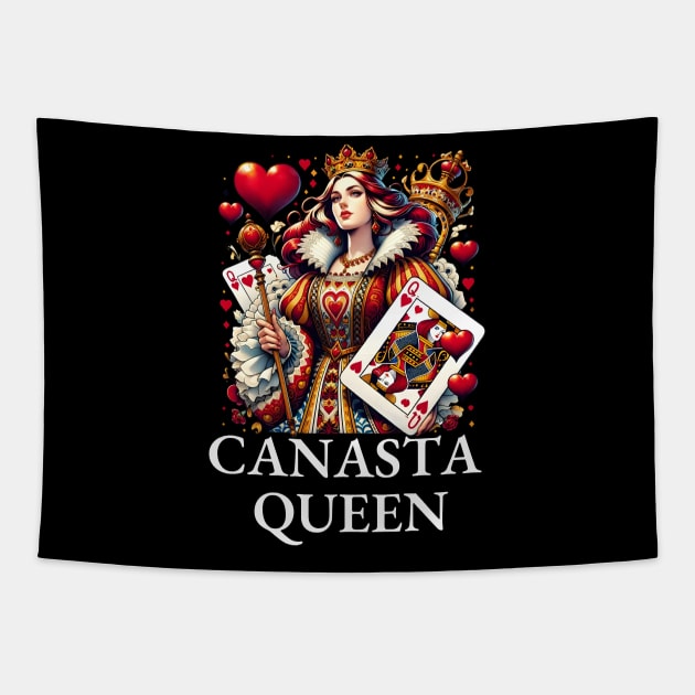 Royal Flush: Canasta Queen of Hearts Card Tapestry by Ingridpd