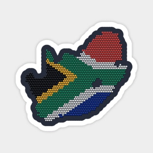 South Africa Flag Map Traditional BeadWork Effect Magnet