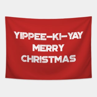 Yippee-Ki-Yay Merry Christmas Funny Vintage Retro (White) Tapestry