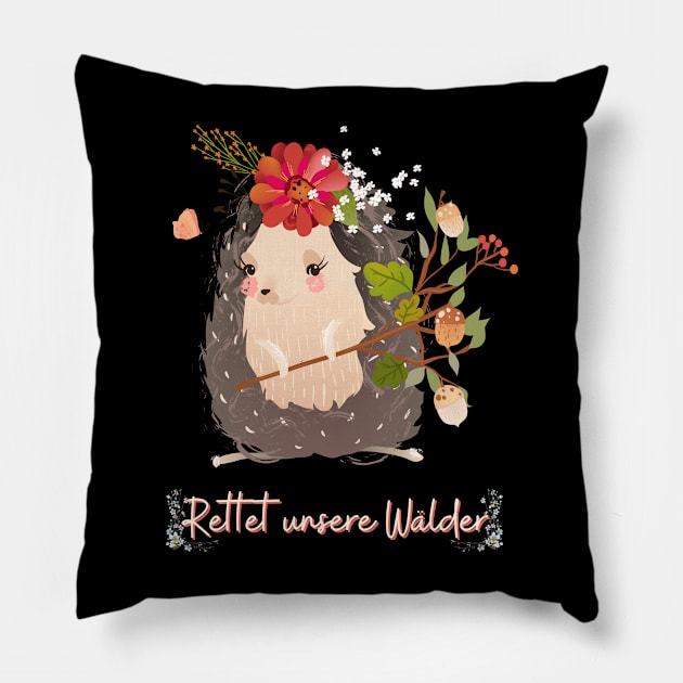 Igel Wald Retten Prinzessin Blumen Süß Pillow by Maggini Art