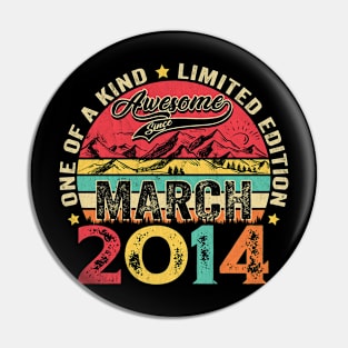 10 Years Old Awesome Since March 2014 10th Birthday Pin