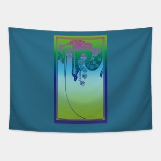 Art Nouveau Ladies (aqua on blue) Tapestry