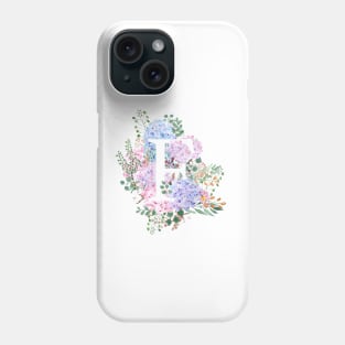 botanical monogram alphabet F hydrangea flowers Phone Case