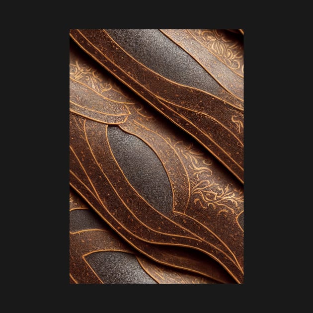 Dark Brown Ornamental Leather Stripes, natural and ecological leather print #52 by Endless-Designs