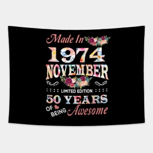 November Flower Made In 1974 50 Years Of Being Awesome Tapestry