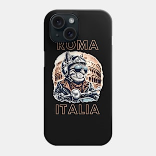 Cool scooter cat in Rome Phone Case