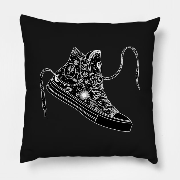 Scorpio high tops - Black & White Pillow by MickeyEdwards