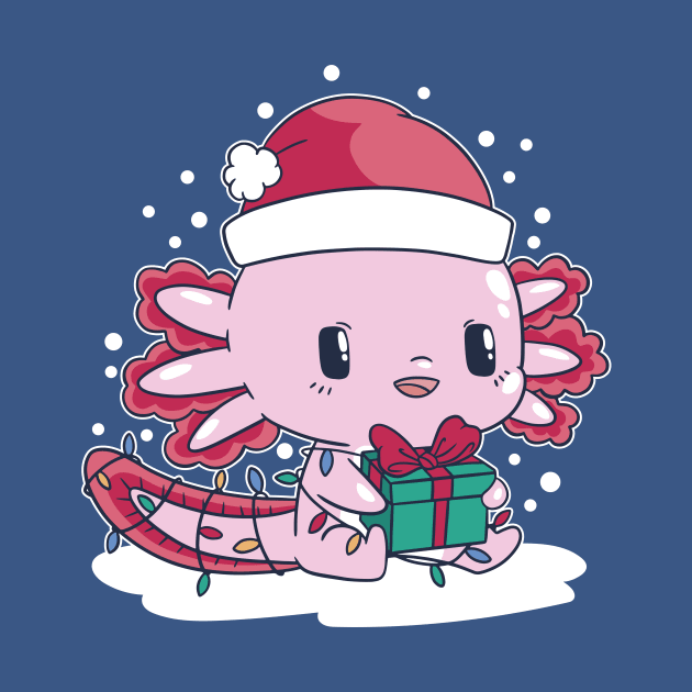 Cute Christmas Axolotl Cartoon by SLAG_Creative