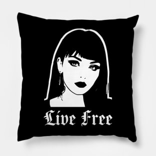 Live Free Goth Aesthetic Pillow