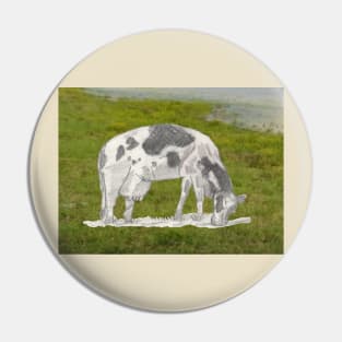 Cow Nibbling on the Grass Pin