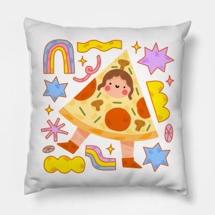 Pizza girl rainbow Pillow