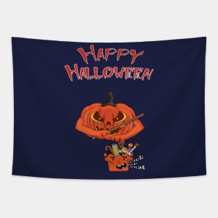 Happy Halloween Pumpkin angry Tapestry