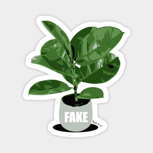 Fake Chinese rubber plant for a Green plastic watering Can - Original illustration by FOGS Magnet