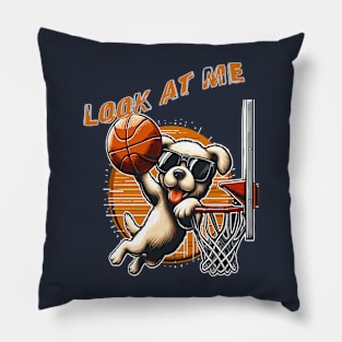 funny dog basketball Slam Dunked sport boys men kids Pillow