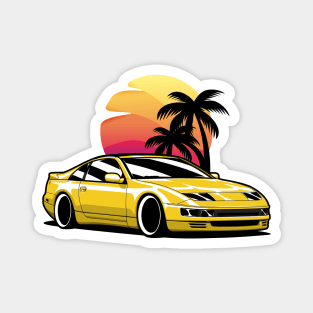 Yellow 300ZX Sunset Palms Magnet