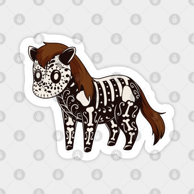 Day of the Dead Pony Skeleton Magnet by HolidayBug