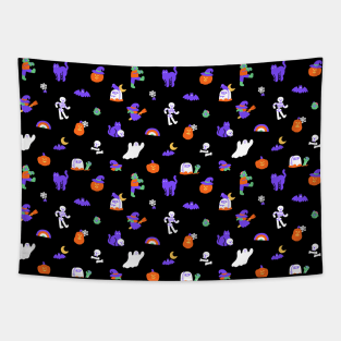 Haunted Halloween Friends Pattern Tapestry