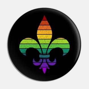 Rainbow Gay Pride Fleur De Lis Pin