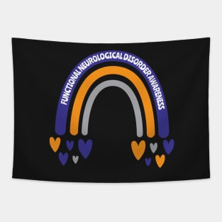 Functional Neurological Disorder Awareness Rainbow with hearts Tapestry