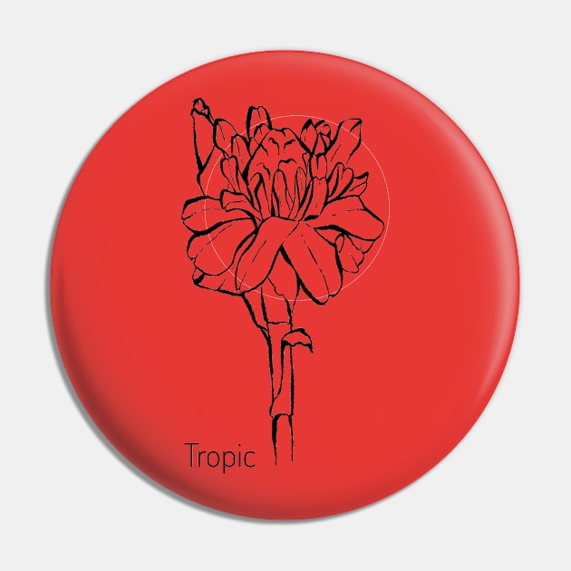 Tropical flower on red circle Pin by Art by Taya 