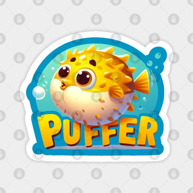 Puffer Fish Magnet by BukovskyART