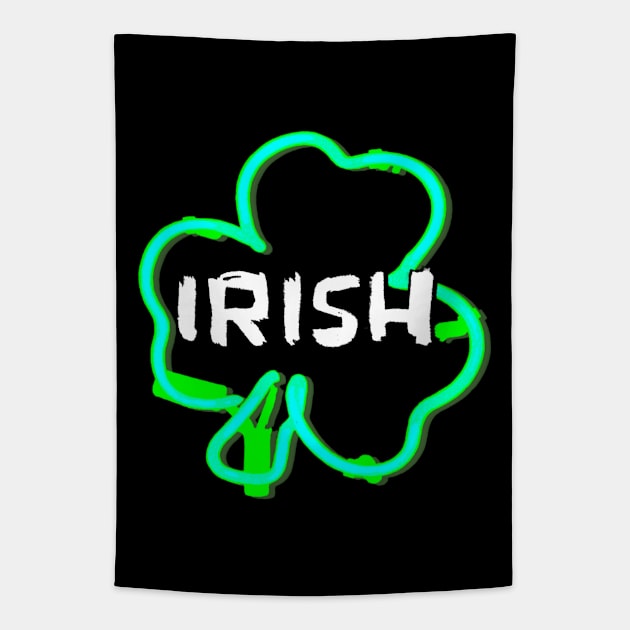 Irish Neon Shamrock Tapestry by badlydrawnbabe