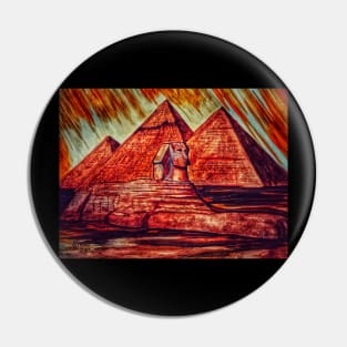The Great Sphinx and Pyramids in Grunge Pin