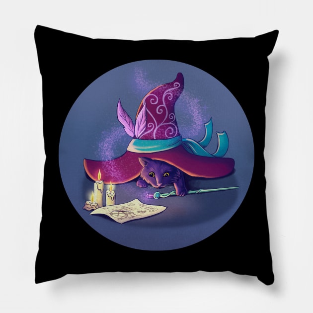 Cat under Witch Hat Pillow by thehousekat